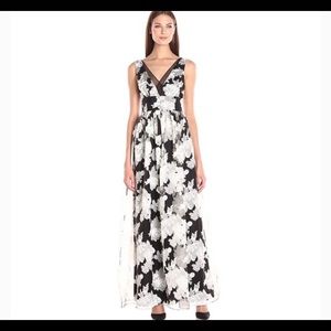 Vera Wang Gown Double V with Floral Print